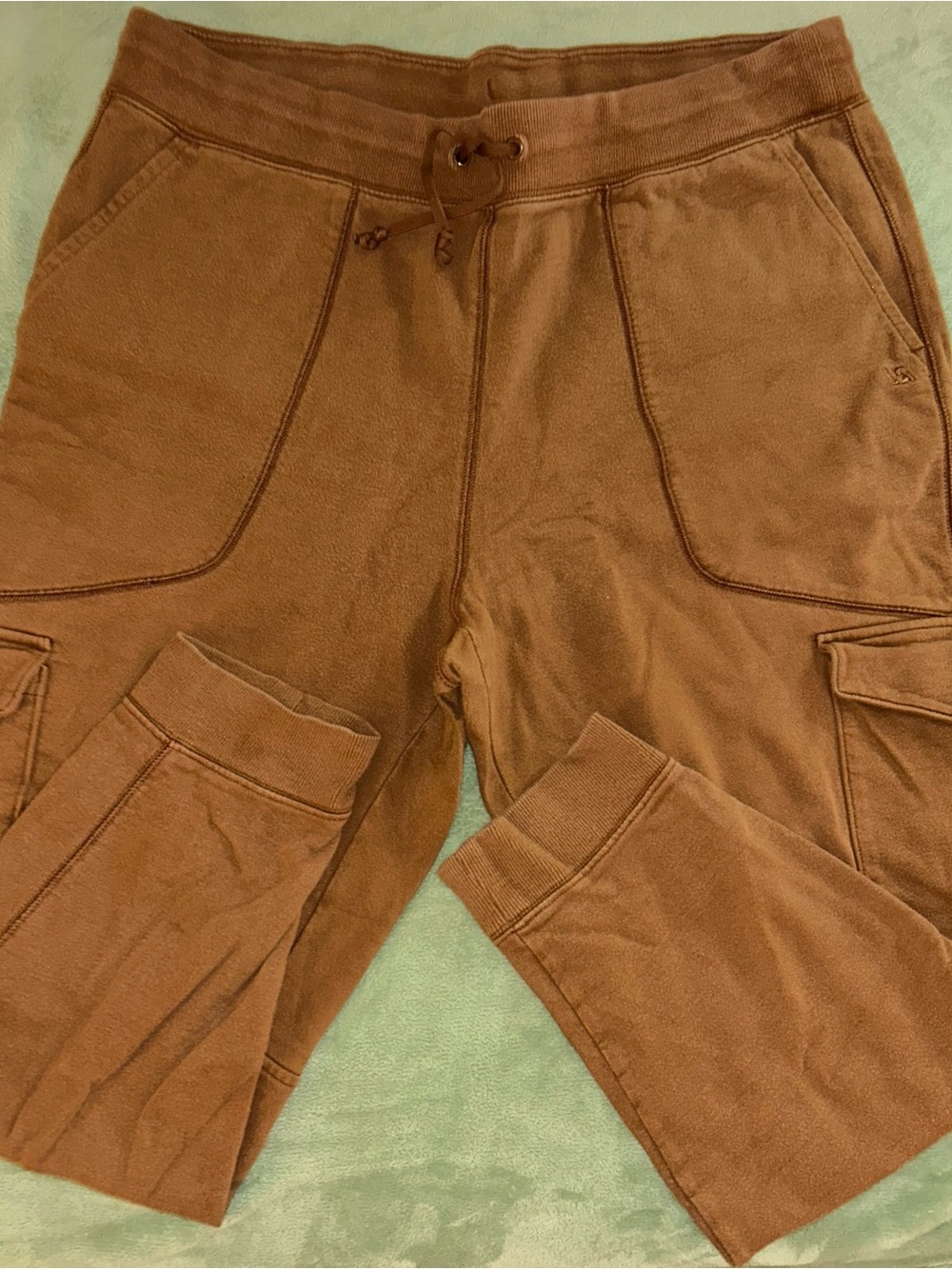 Men's Brown Cargo Sweatpants — Casual Drawstring Joggers XL